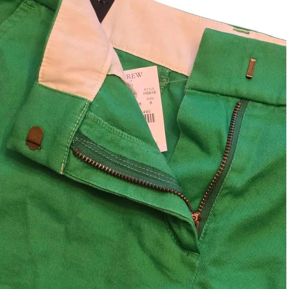 🏷️ NWT  🏷️ J CREW Green Chino Shorts  sz 8   🏷️ NWT  🏷️ - Picture 3 of 6